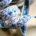 Jacquard Embroidered Floral Ribbon, Blue, 5/8 inch wide, 1 yard, For Home Decor, Accessories, Apparel, Scrapbook, Mixed Media