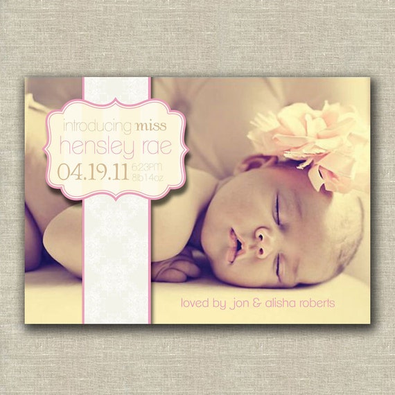 Items similar to Photo Birth Announcement Baby Girl, Digital File on Etsy