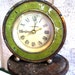 Vintage Green Manning-Bowman Table Top Electric Alarm Clock, Green and Gold, Shabby Chic, Flea Market Cottage Style