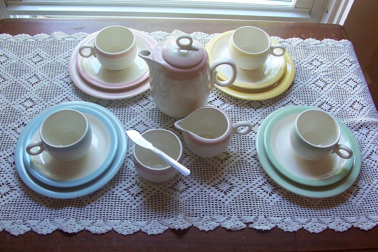 Vintage Pastel Eggshell Childs Tea Set Homer Laughlin