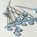 15 Light Blue Diamante Floral Corsage Pins