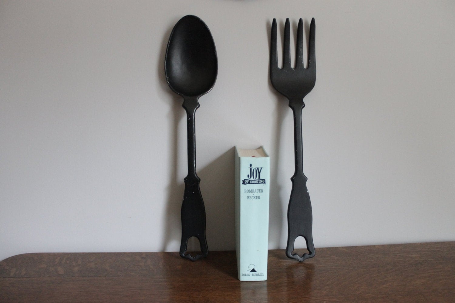 Giant Fork Spoon Wall Decor Black Minimalist Mod Rustic