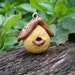 RESERVED for Elaine- Horn Rustic Birdhouse- polymer clay charm. mustard yellow. tiny wooden roof. rustic fall pendant. Jettabugjewelry