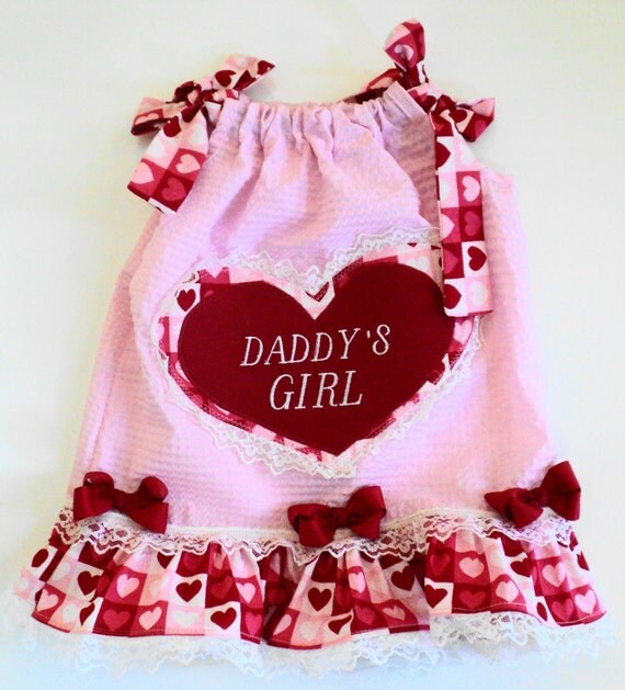 Custom Boutique Daddys Little Girl Valentine Pillowcase Dress