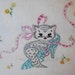 Vintage Table Runner Embroidery Kitty Cat