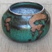 Stoneware Art Pottery Bowl, rustic hand thrown pottery, Vintage Accent Decor, teal tones