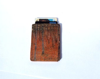 Printed Leather card case, business card holder, metro card holder, bus pass case, id case