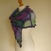 Watercolour Silk Nuno Felted Wrap Hand Dyed Purple Green & Blue shawl scarf