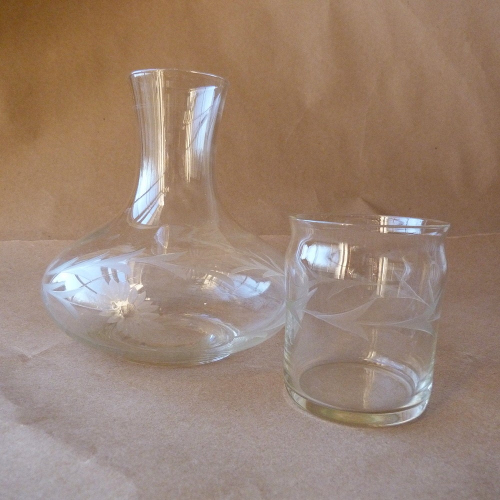 Vintage Bedside Water Carafe and Cup Set