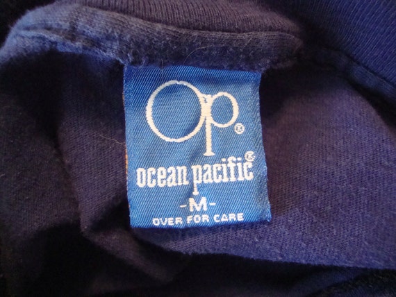 Vintage 1980s Ocean Pacific Op Surfer T-Shirt Navy Blue Medium