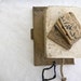 Distressed vintage Japanese notebooks - wooden Geisha temple cards - 1950s Japanese paper books