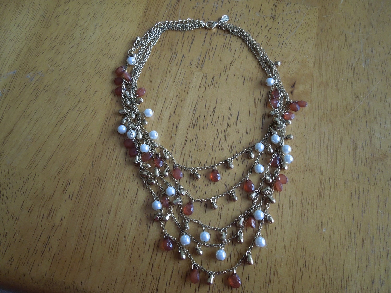 Vintage Premier Designs Necklace. Gold Tone 5 Strands with