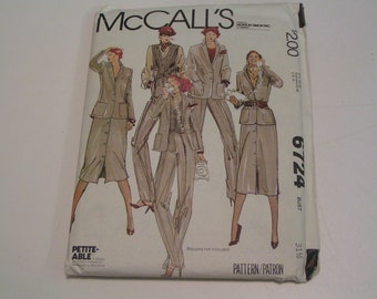 Vintage McCalls Pattern 6724 Misses Jacket Vest Skirt Pants