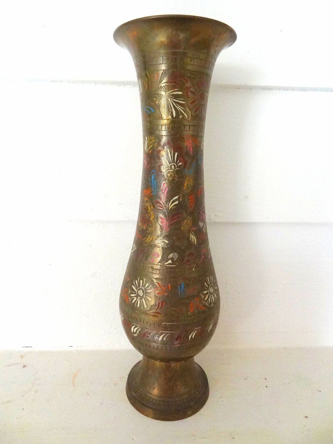 Vintage Brass Bohemian Vase Made In India 0757