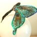 Sequin butterfly dog collar with peacock feather on black leather. 10 - 11 inch. For a special occasion such as a wedding or party.