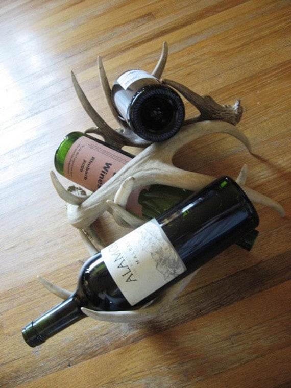 Three Piece Deer Antler Wine Rack