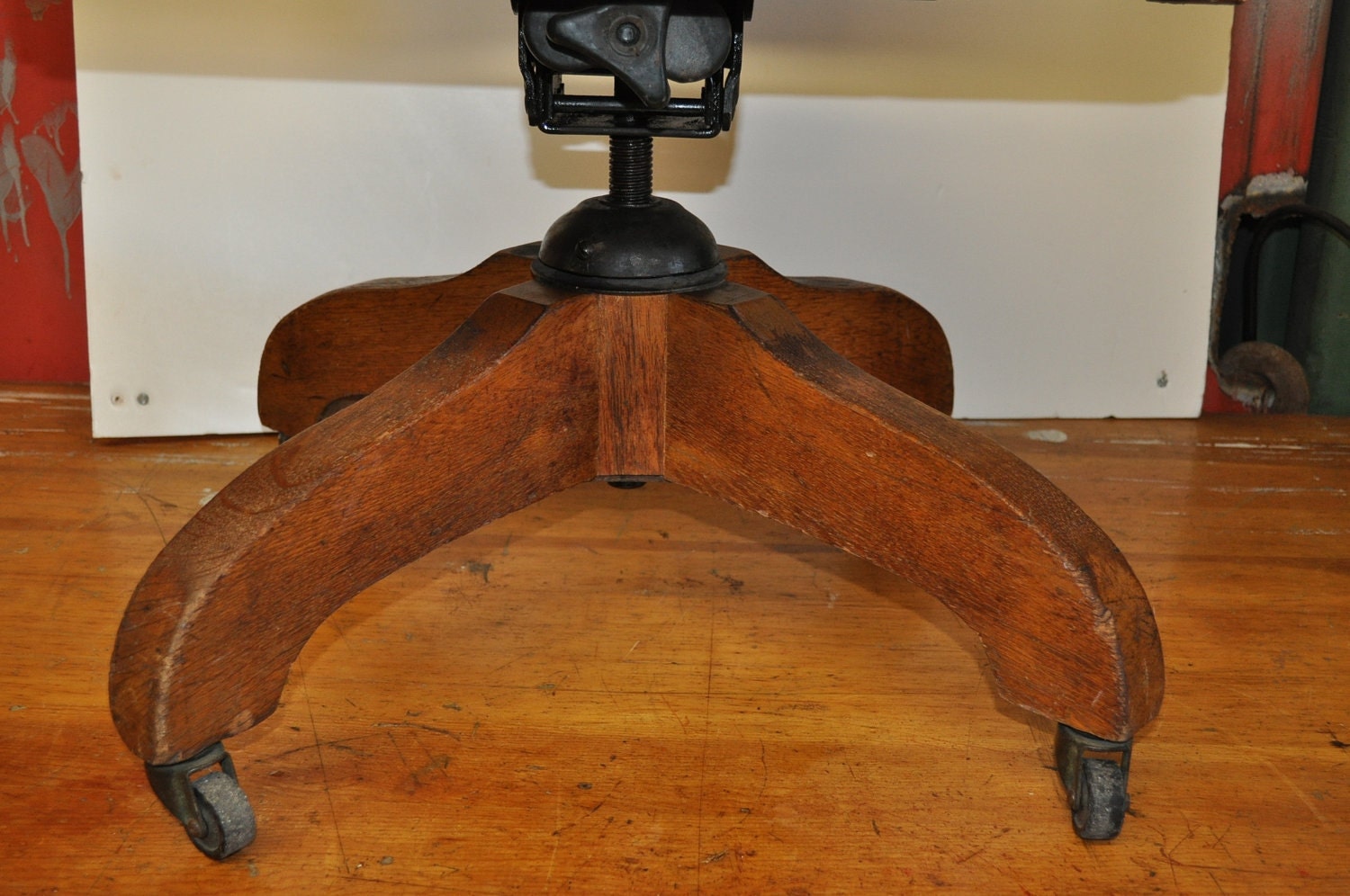 Vintage Swivel Oak Desk Chair Teacher's Chair