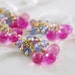 Hot Pink Wedding Earrings Bright Fuchsia Gemstone Long Dangle Gold Jewelry - Sweet Peas - Complimentary Shipping