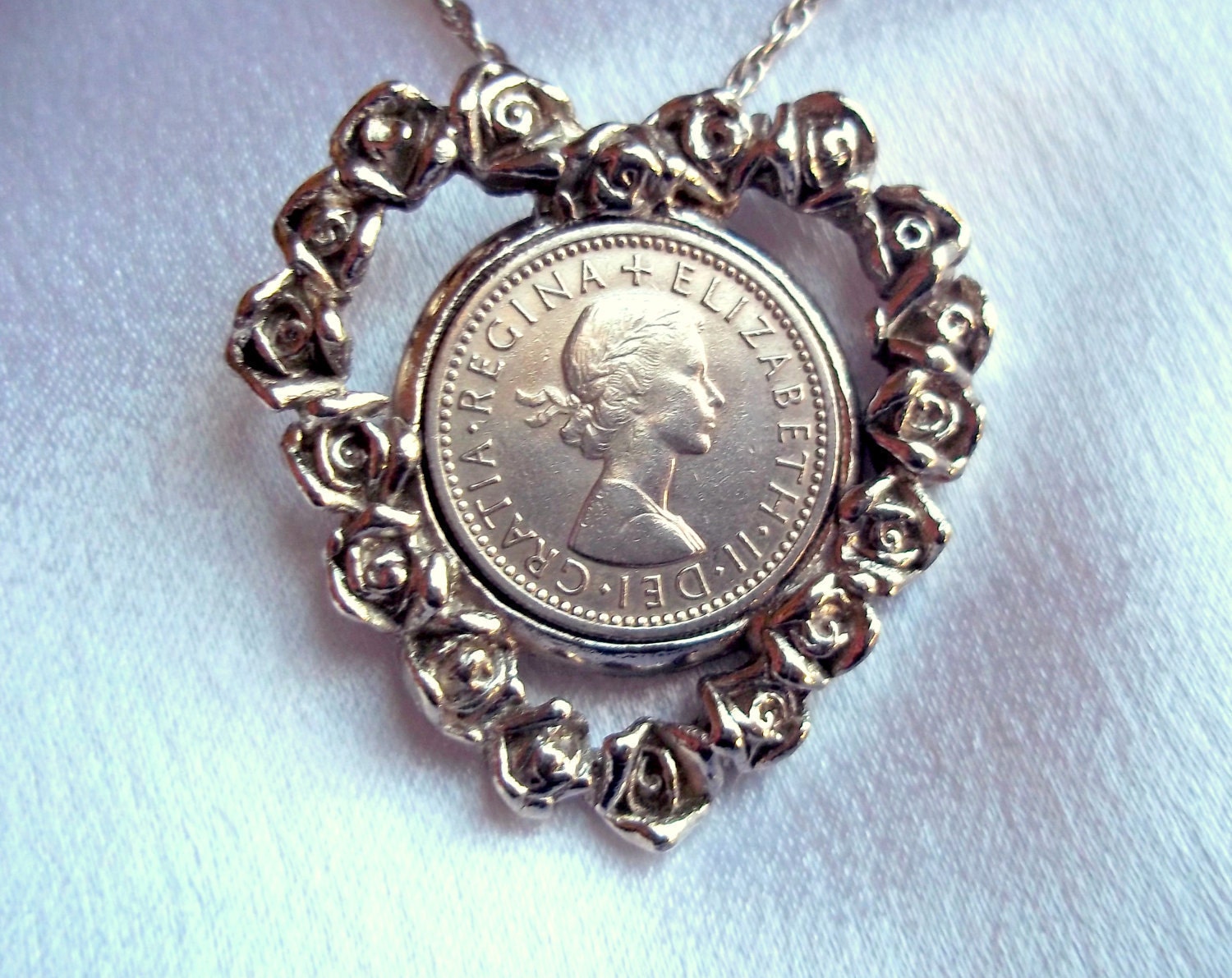 Coin Necklace Dei Gratia Regina Elizabeth II 1959 by Ladysfancys