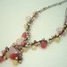 Rose quartz,freshwater pearl hand-knotted on wax cotton and silk pendant
