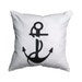 Black and White Modern Accent Anchor Pillow Cover Natural White Linen 16x16 Screen Printed Designs