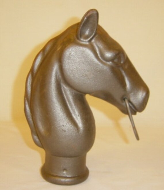 Vintage Cast Iron Horse Head Hitching Post Topper