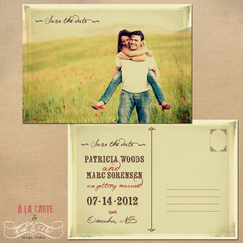 save-the-date-card-wedding-postcard-vintage-by-alacartepaperie