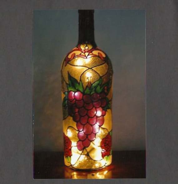 Stained glass Wine bottle Lamp