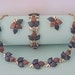 Chunky Bracelet Necklace and earring Set Mad Men Era Brown and Green Fall Leaves 3 pc Parure