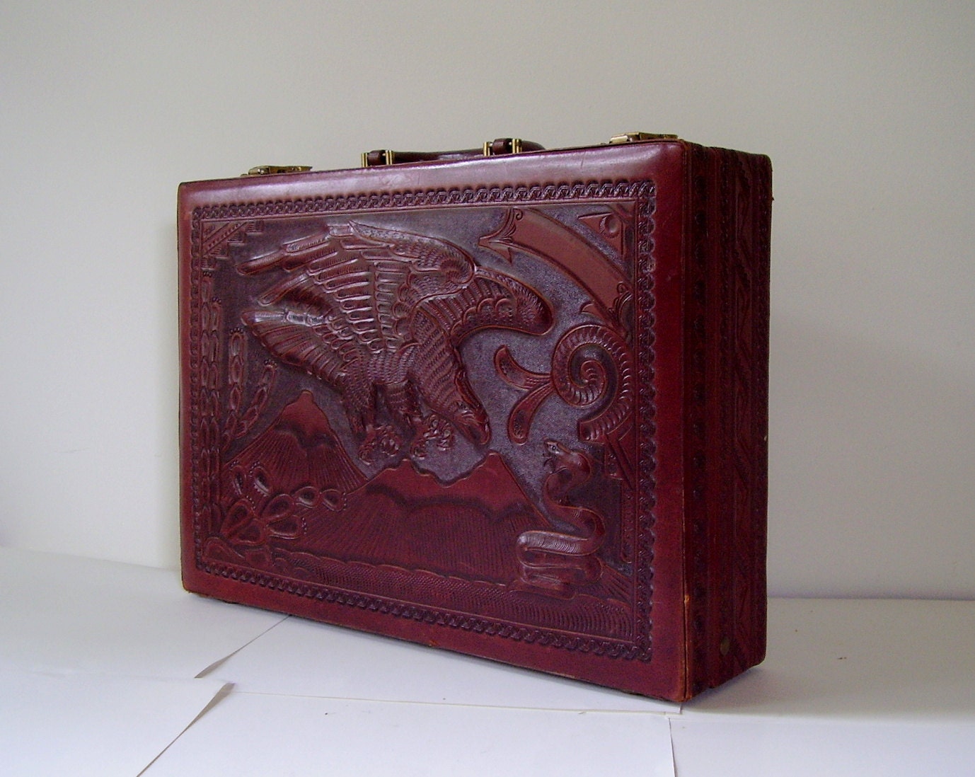 hand tooled briefcase