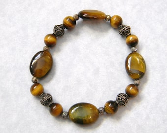 Tigers Eye and Bali Silver Stretch Bracelet