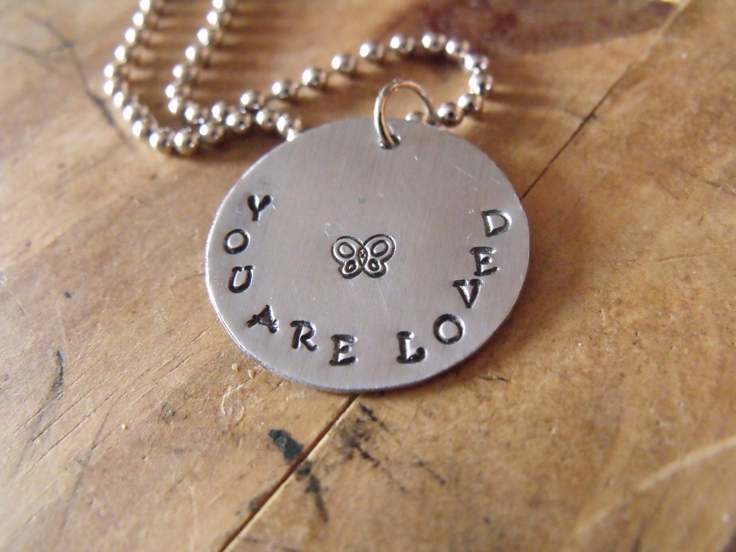 Hand Stamped You Are Loved Necklace