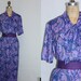 Plus Size Vintage Dress Purple Abstract Print