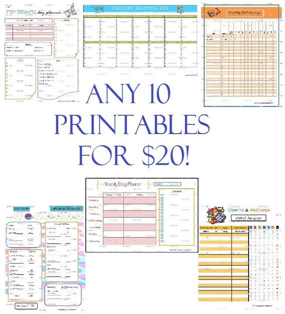Custom Organizing Printables Kit ANY 10 Printables by tidymighty