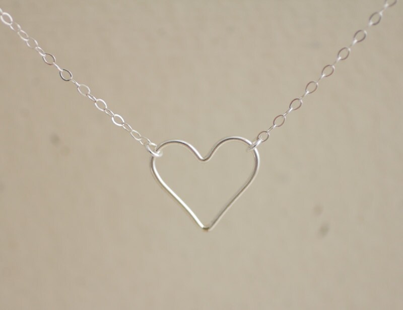 Open heart sterling silver necklace delicate dainty by AmiesAmies