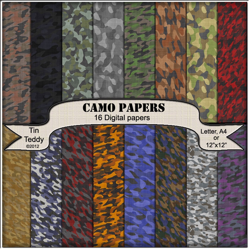 Camo Paper 16 Camouflage Paper Digital Backgrounds for
