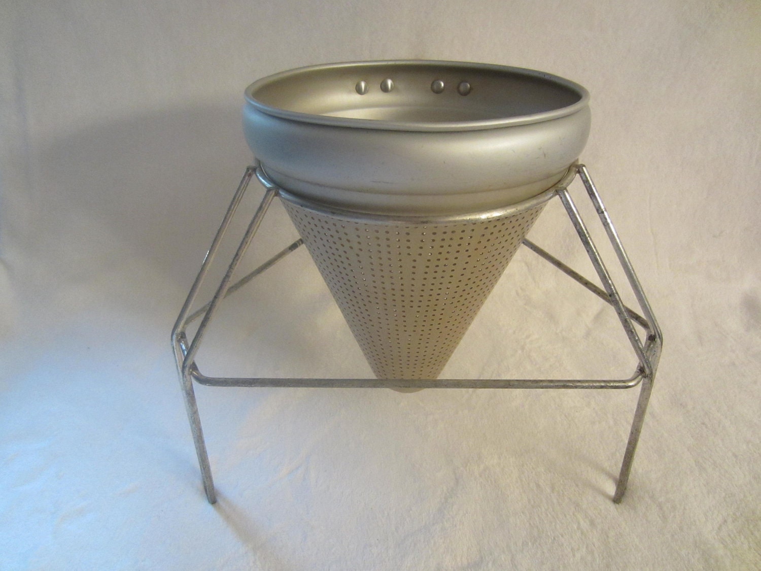 Vintage Aluminum Colander Strainer with by SarasotaVintageWorld