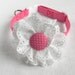 Dog Collar with Flower: Pink and White Polka Dot Fabric Dog Collar