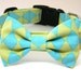 Dog Collar Bow Tie Set: Teal and Mint Green Diamond... Pet Collar, Aqua, Green