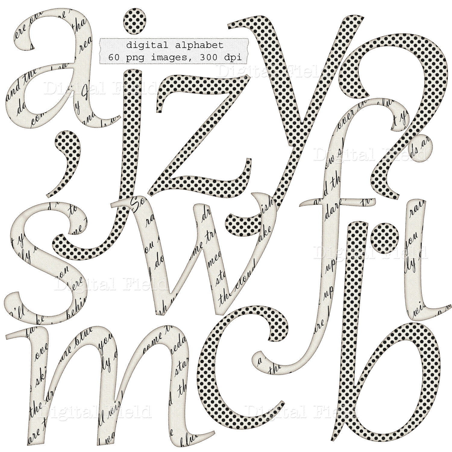 digital alphabet clip art set black and white by digitalfield