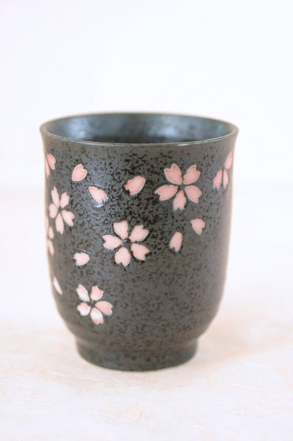 Vintage Ceramic Tea Cup Japanese Cherry Blossom Sakura Motif