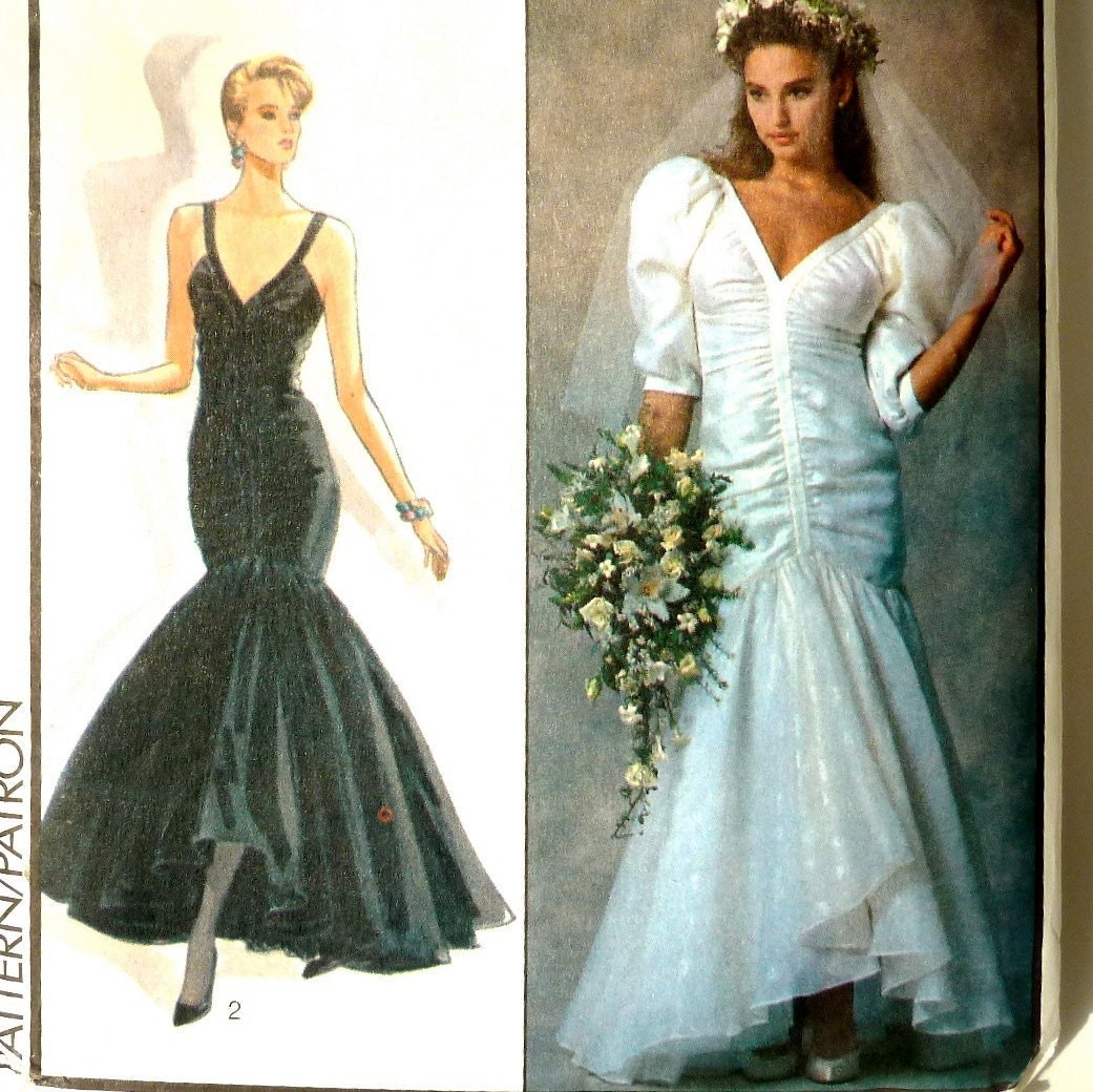 Vintage Designer  Sewing Pattern  80s Wedding  Dress  Evening