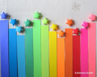 SALE!!! Origami Stars Paper Strips, 200 count, Rainbow Multicolor