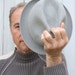 French vintage hat, mens hat, fedora waterproof, blue grey, Fathers Day, "Impercork" of Paris, Grande Marque, plaid tweed