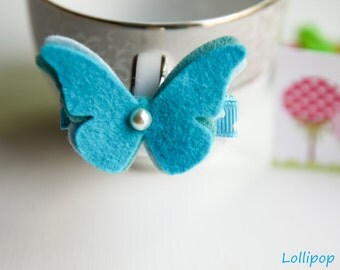 Toddler Hair Clips Infant Hair Clips Baby Hair Clips Girls Hair Clips Turquoise Wool Felt Butterfly Hair Clip Hair Bow