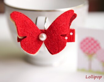 Baby Hair Clips Girls Hair Clip Kids Hair Clips Toddler Hair Clips Butterfly Hair Clip Infant Hair Clips Red Hair Clip