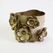 Leather flower bracelet with handmade leather flower and vintage lace