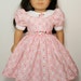 Pink Rose Check Dress for 18" American Girl Doll, Puff Sleeves, Full Skirt, Hair Band, Clothes, Clothing - Collar, Ribbon Sash, Flowers