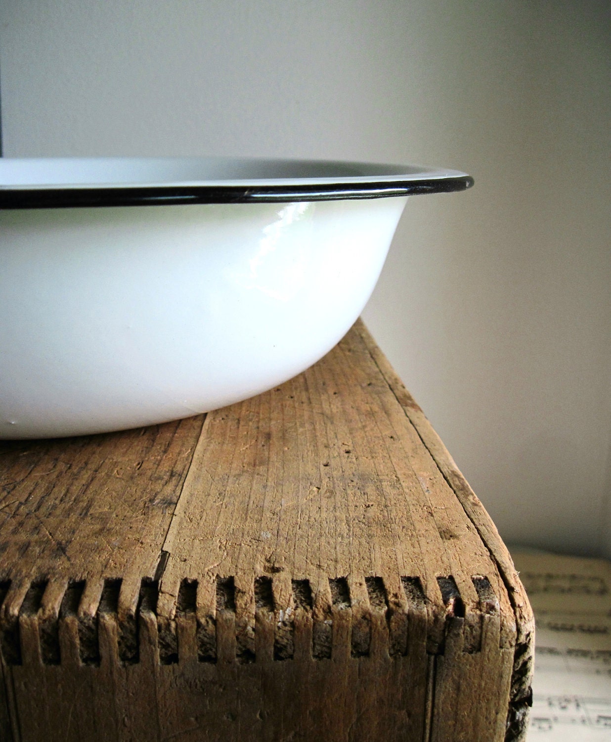 Vintage White Enamelware Wash Pan
