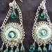 Aqua Czech glass bead and silver drop Earrings,,3inch x 1inch